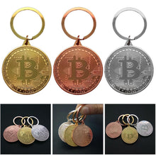 Load image into Gallery viewer, Bitcoin Keychain Gold Plated Bitcoin Coin Key Accessories